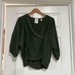 Anthropologie Meadow Rue Forest Green Blouse